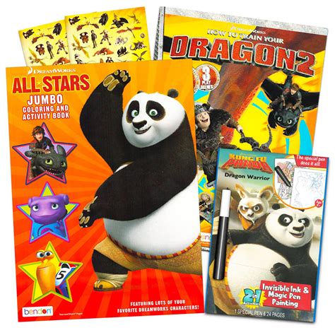 Buy Kung Fu Panda and How to Train Your Dragon Coloring Book Super Set ...