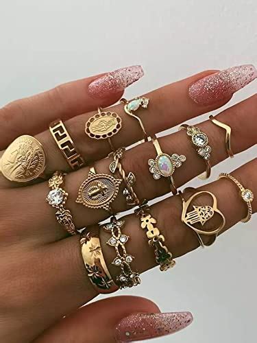 Scintillare By Sukkhi Glossy Gold Plated Rings Combo for Women : Amazon ...