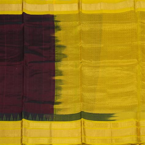 Hayagrivas Araku Brown Pure Silk Cotton Saree with Lemon Yellow Border ...