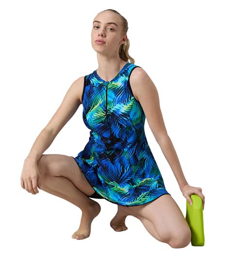 Buy Speedo Women's Endurance10 Printed Closedback Swimdress With Boyleg ...
