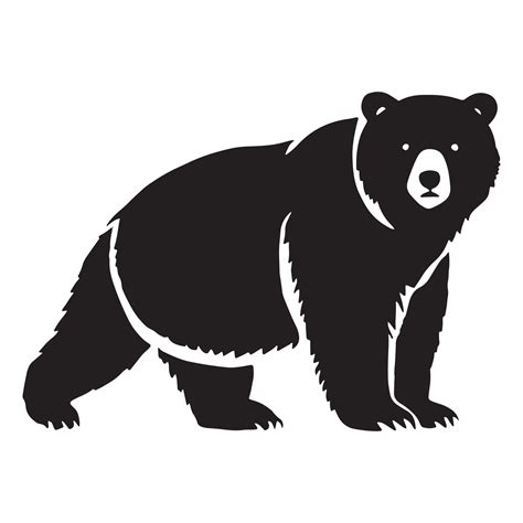 Black Bear Silhouette Illustration Isolated on White Background ...