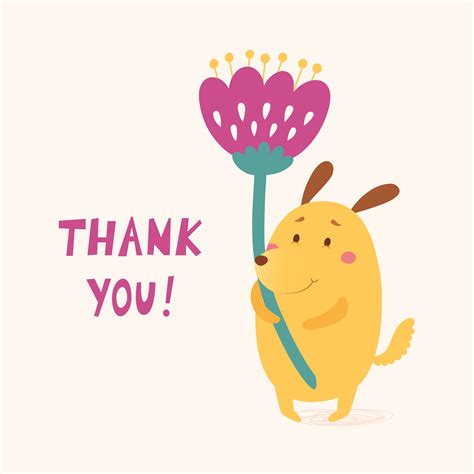 Free Download: Thank You Card Design with Cute Cartoon Character
