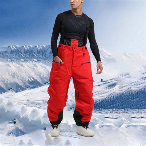 guisaled Mens Waterproof Snow Bibs Baggy Ski Pants Snowboard Overall ...