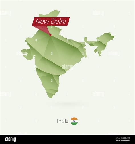 Green gradient low poly map of India with capital New Delhi Stock Vector Image & Art - Alamy