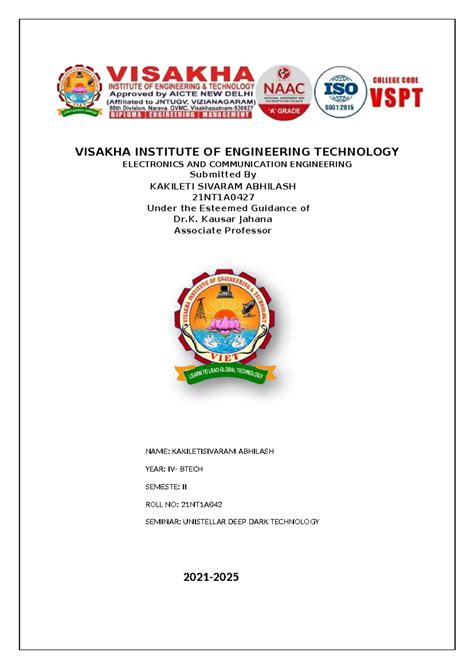 Unistellar Deep Dark Technology Seminar - BTech II Sem 21NT1A0427 - Studocu