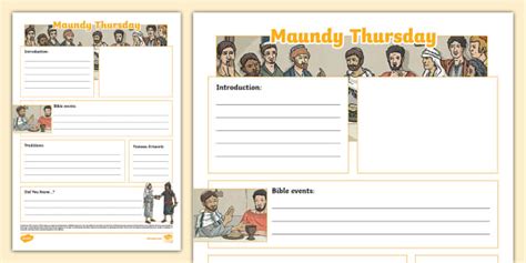 Maundy Thursday Non-Chronological Report Template - Twinkl