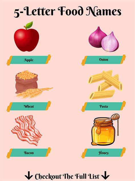 100 Food Names That Have Proper Five Letters - Sneaky Mommies