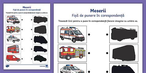 Meserii – Fișă de punere în corespondență - Twinkl