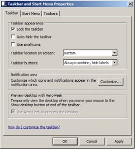 Taskbar and Start Menu Properties Use Small Icons 的图像结果