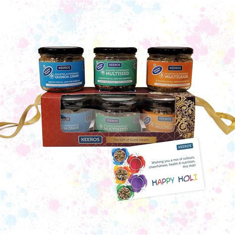 Keeros Healthy Holi Gift Hamper with Card : Variety of Sweet & Salted ...