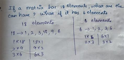 If a matrix has 18 elements, what are the possible orders it can have ...