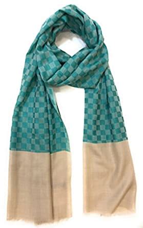 Pashtush Women's Wool Self Reversible Stole Check Design, Silk-Fine ...