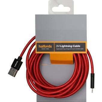 Halfords 3M Lightning Cable Black/Red | Halfords UK