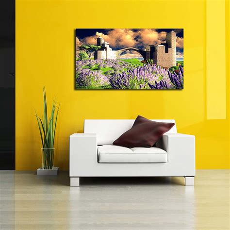 Lavender Field Canvas Painting Synthetic Frame – ArtzFolio.com