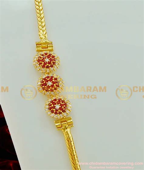 Buy New Model Mugappu Thali Chain White and Ruby Stone Designer Mugappu ...