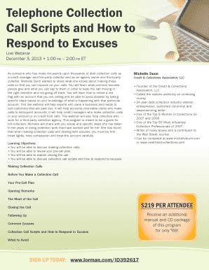 Fillable Online Telephone Collection Call Scripts and How to Respond to ...