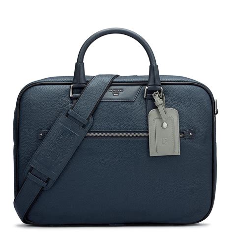 Wax Leather Laptop Bag - Navy – Da Milano