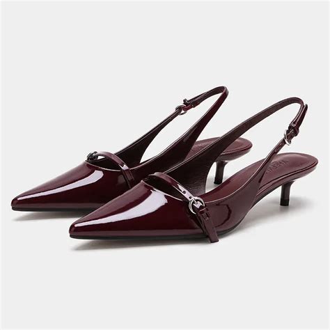 Cherry Red Heels - Buckle Strap Pointed Cherry Red Heels - Heels ...