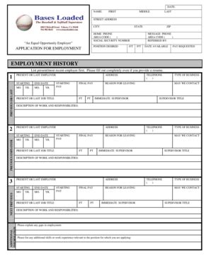 Fillable Online Bases Loaded Employment Application Fax Email Print ...