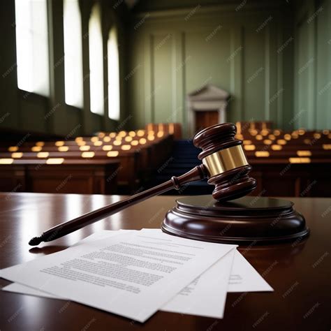 Gavel and Legal Document on a Judges Desk in a Courtroom | Premium AI ...