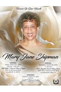 Mary Jane Shipman Obituary in Ft. Lauderdale at McWhite's Funeral Home ...