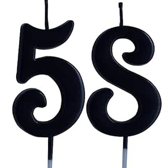 Black 58th Birthday Candle, Number 58 Years Old Candles Cake Topper ...