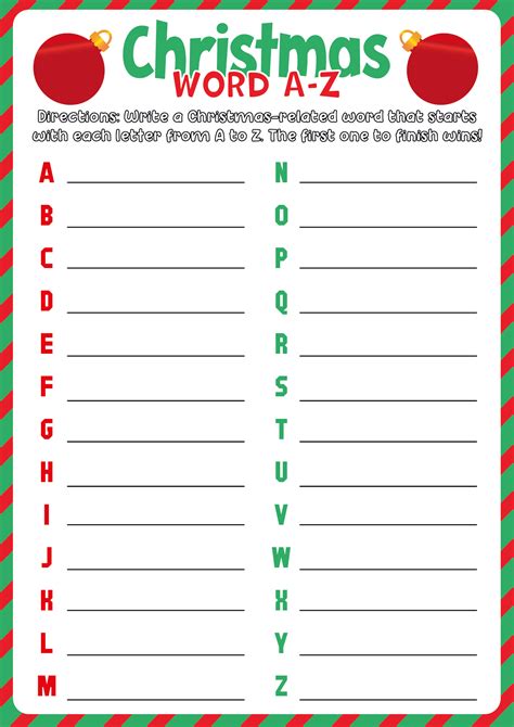 Free Christmas Games Printables