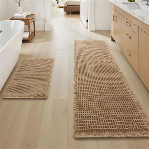 Amazon.com: Upgraded Waffle Bath Mat Set of 2, Super Absorbent Non Slip ...