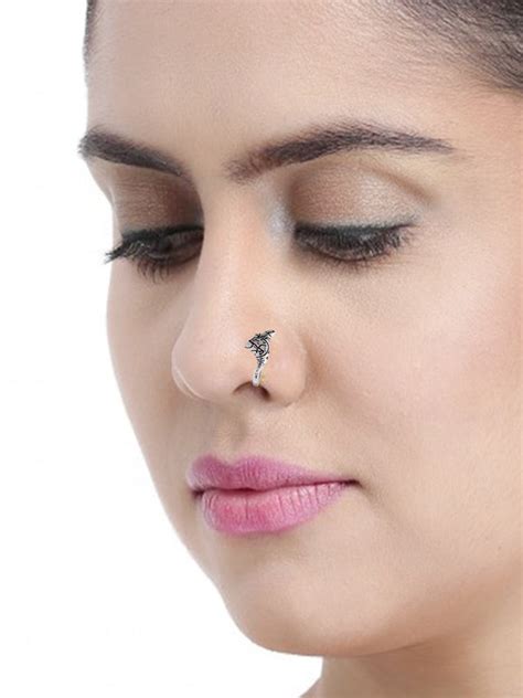 Buy Oxidised Silver-plated Nose Ring for Women Online at Silvermerc ...