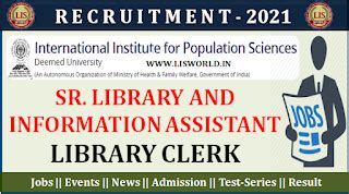 Recruitment for Sr. Library and Information Assistant and Library Clerk ...
