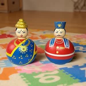 Channapatna Wooden Raja Rani Roly Poly Dolls, Set of 2, Multicolour ...