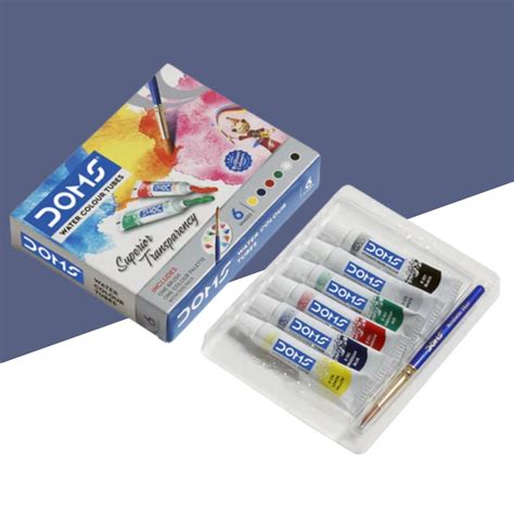 Doms Water Colour Tubes – 6 Vibrant Shades with Brush & Palette (Pack ...