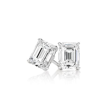 White Diamond Emerald Cut Stud Earrings - Fine Jewellery and Argyle ...