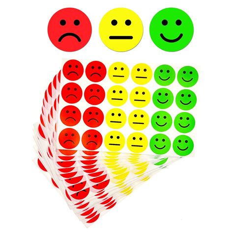 1200pcs Round Red Yellow Green Traffic Light Smiley Face Stickers ...