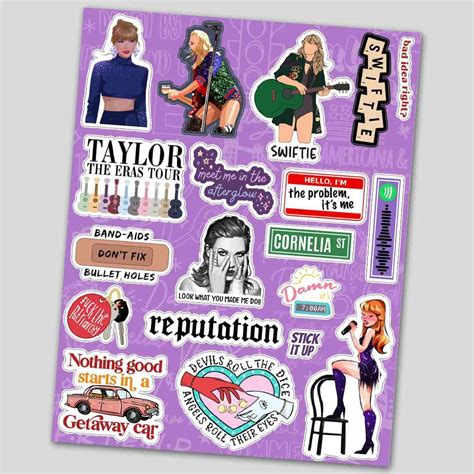 Buy Taylor Swift Mini sticker sheet Online | Premium Waterproof Vinyl ...