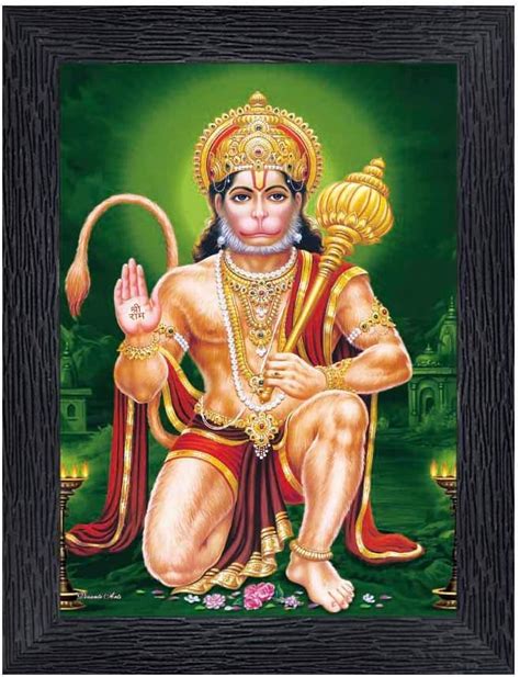 zig zag Lord Hanuman ji Bajrang Bali Photo Picture Frame Wall hanging ...