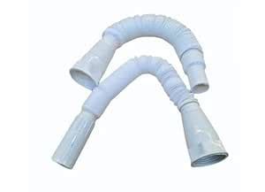 Flexible Sink Drain Pipe Extension, White PVC, Adjustable Corrugated ...