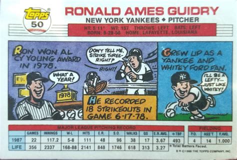 Ron Guidry #50 Prices | 1988 Topps Big | Baseball Cards