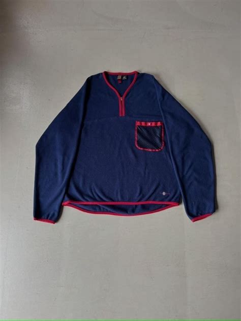 ネイビー×レッドXL：00s patagonia LOTUS DESIGNS パタゴニア ロータスデザイン スナップT フリース プルオーバー ...