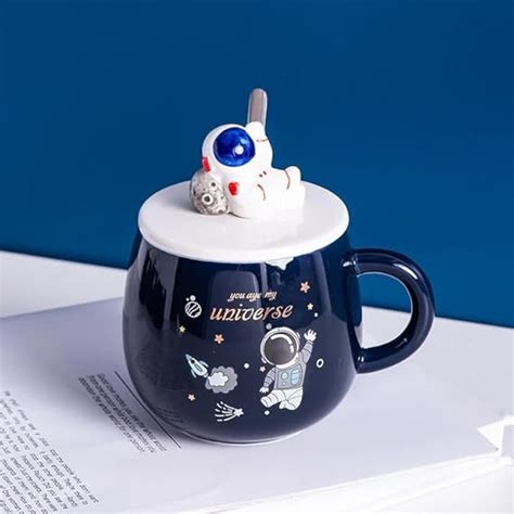 Buy EVAAY Astronaut Coffee Mug with Lid & Spoon, Mugs for Coffee, Rakhi ...
