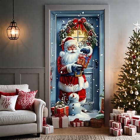 Adornos navideños para puertas, cubiertas para puertas, Papá Noel de ...