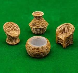 Eoast?Miniature Bamboo Furniture Sitting Sofa Set for Unique Gift, Home ...