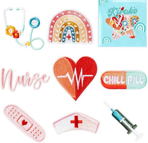 Amazon.com: Kirako 8 Pcs Nurse Embroidered Patches Cute Medical Nursing ...