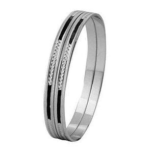 Platinum Bangle with Diamond Cut and Black Rhodium SJ PTB 318 – Jewelove™