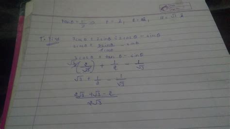 If 2tan theta=1,find the value of 3cos theta+2sin theta÷2cos theta _sin ...