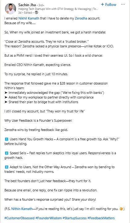 How Zerodha Nithin Kamath built lifelong trust with a customer - India ...