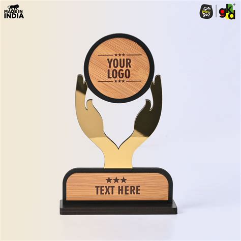 Custom Wooden Trophy with Golden Acrylic | Personalized Award For ...
