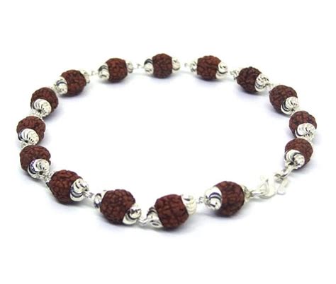 Buy Vighnaharta Ganesh 5 Mukhi Rudraksha Bracelet in Silver Self Design ...