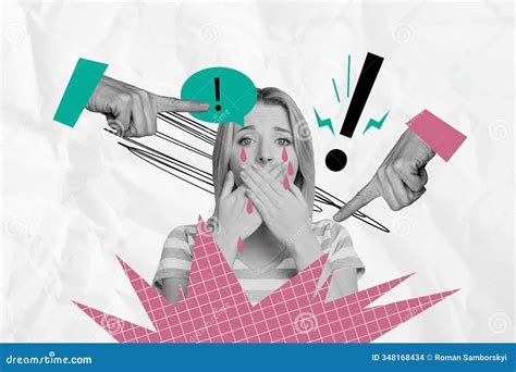 Composite Photo Collage of Panic Girl Shut Mouth Cry Depression Hand ...