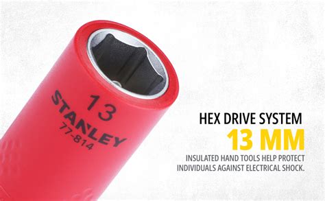 STANLEY STMT77814-23B 3/8" VDE Insulated Metric Socket 13mm, Ideal For ...